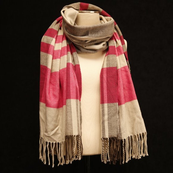 Pink & Gray Plaid Scarf